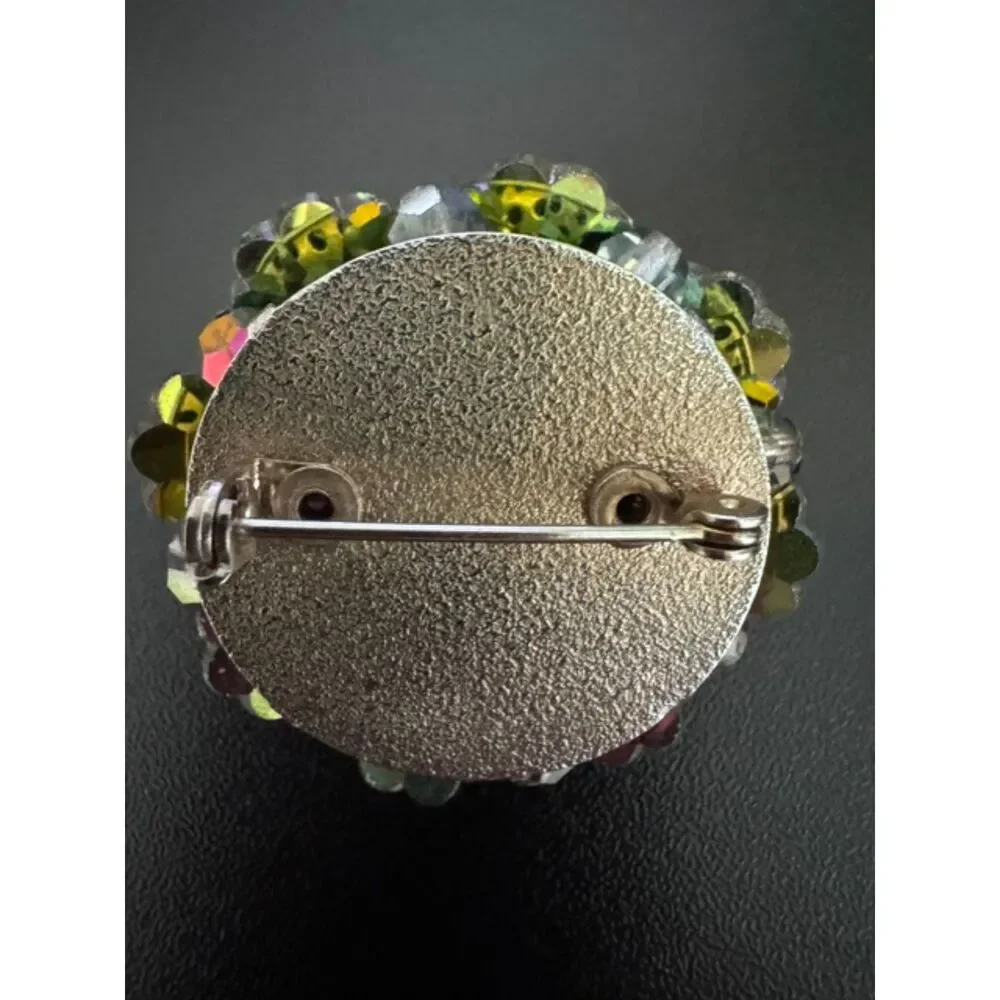 Vintage 1970s midcentury modern domed ravioli AB brooch